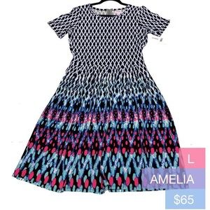 LuLaRoe Amelia Dress Ombré Dipped Tiedye Large